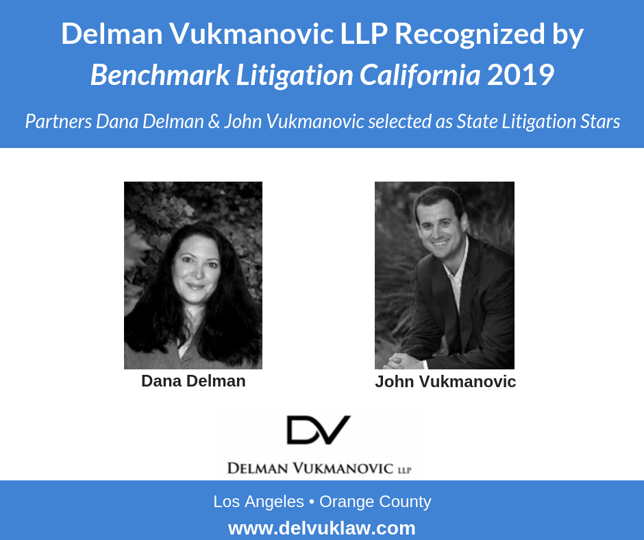 Delman Vukmanovic LLP Recognized by Benchmark Litigation California 2019